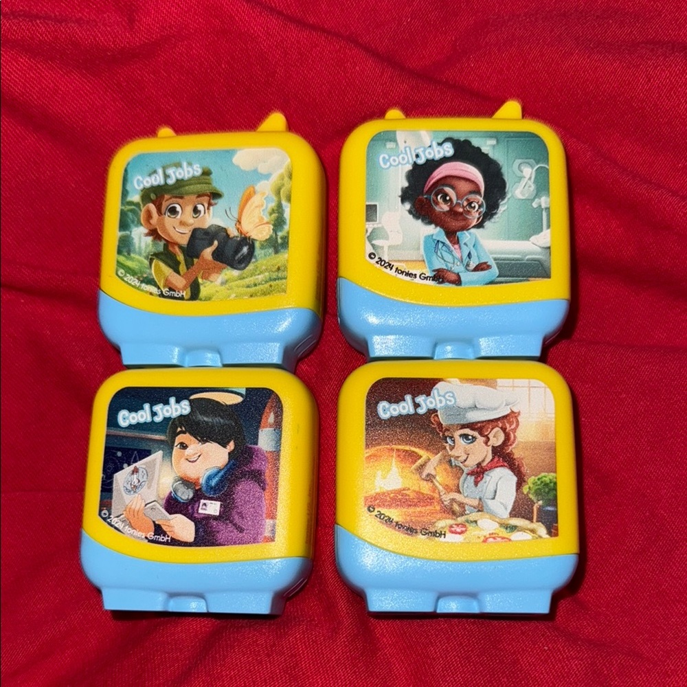 Yellow and Blue Learning Toy Set with Cartoon Characters